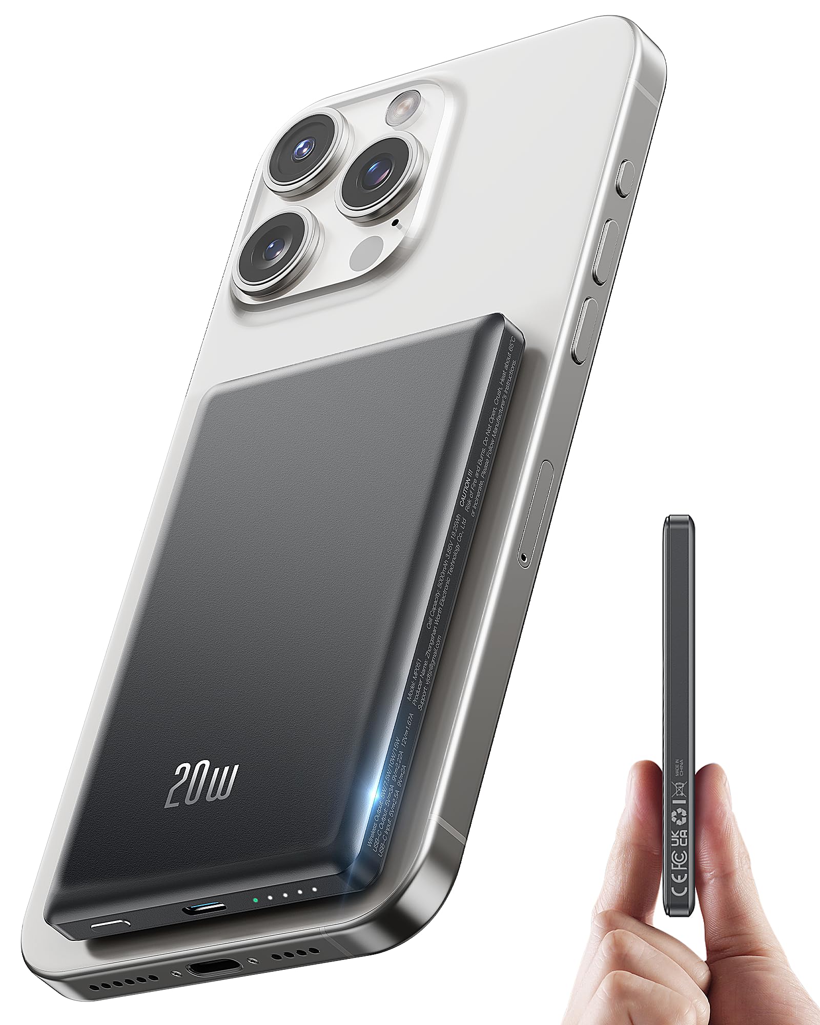 Phone Accessories Wholesale - Magnetyczny power bank 5000mAh, bezprzewodowa ładowarka